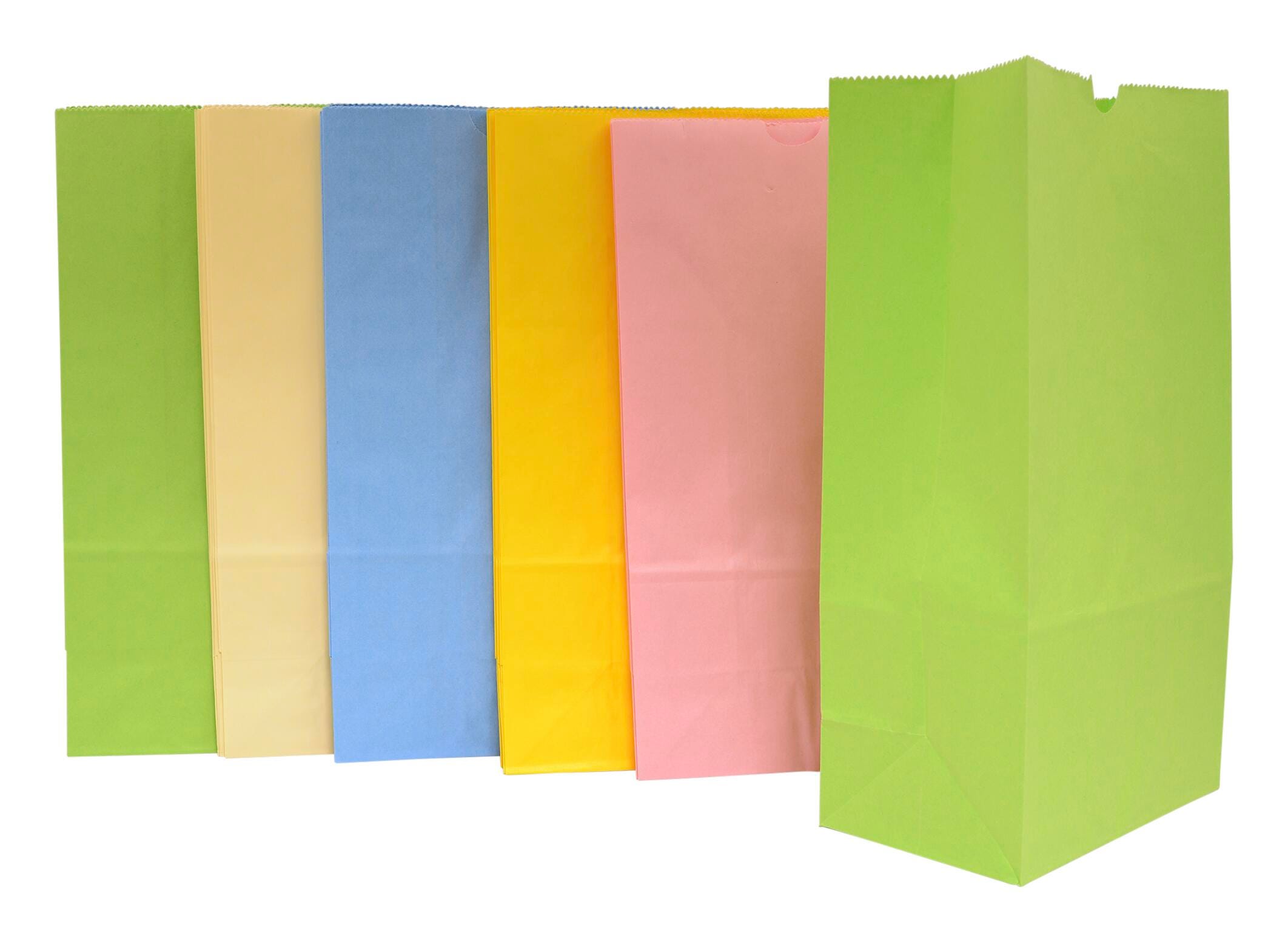 School Smart Flat Bottom Paper Bag, 6 x 11 Inches, Assorted Pastel Color, Pack of 28 085624